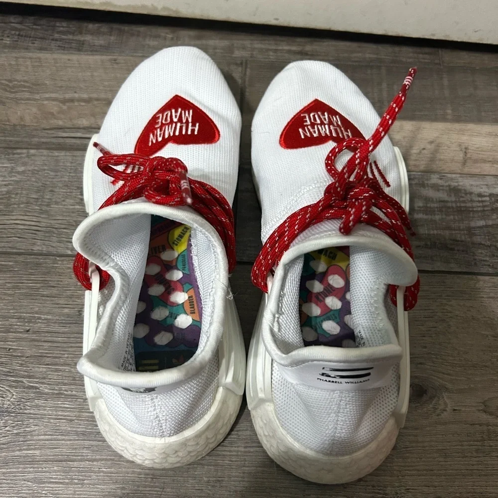 Adidas Pharrell Hu X HUMAN MADE® Red and White Sneakers